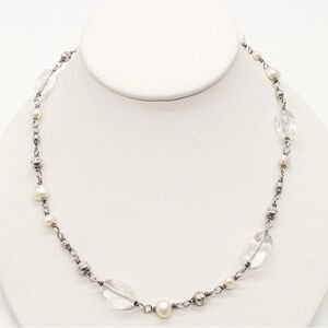 Retired Silpada Pearl & Crystal Quartz Sterling Silver 925 Necklace (Vintage)